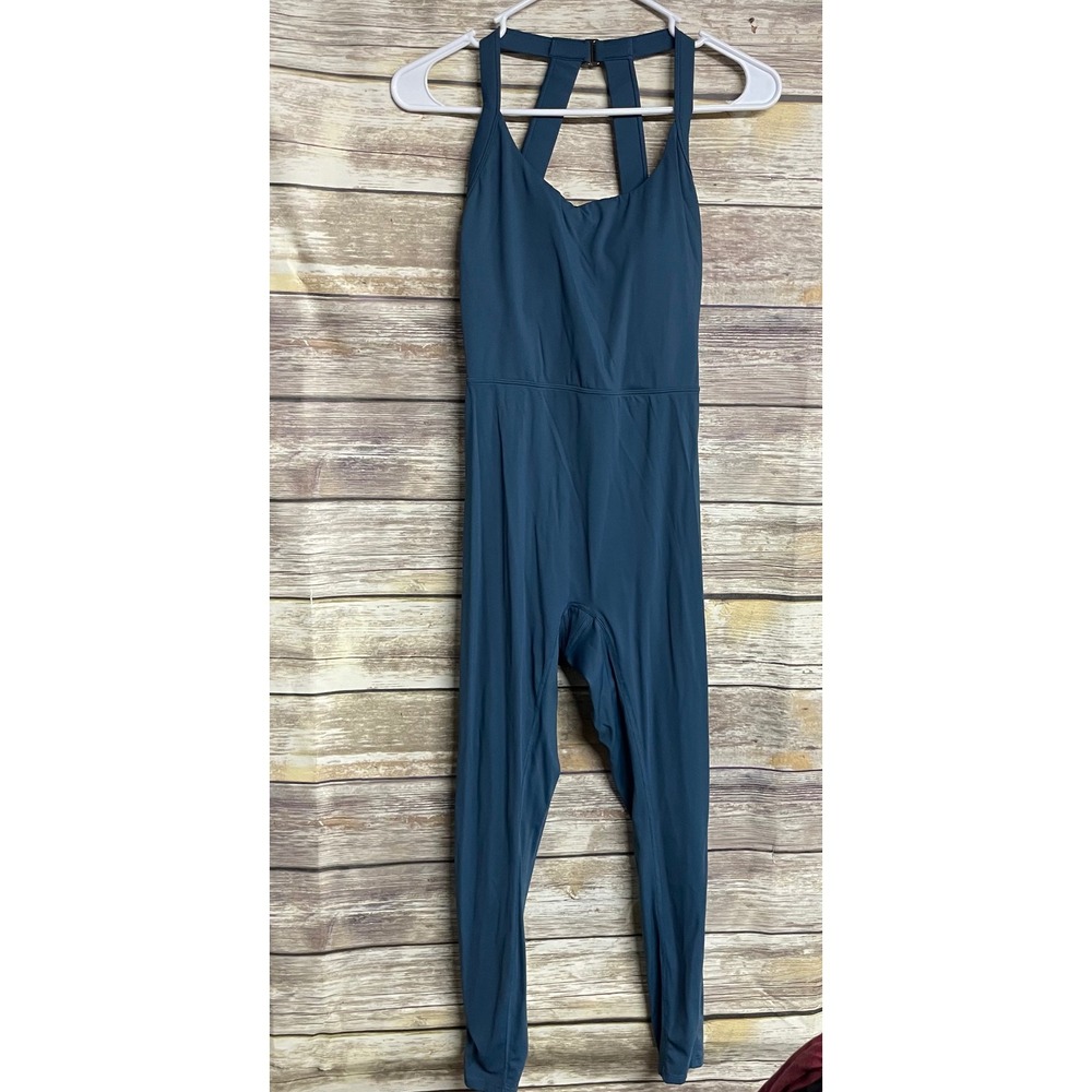 Halara Women Teal Blue Open Back Twist Activewear Jumpsuit Size Small